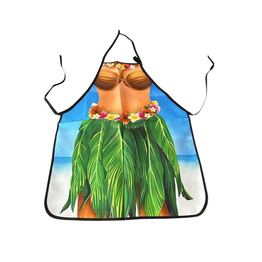 NEW novelty adult ONE SIZE apron full coverage funny HAWAIIAN LADY VACTION BEACH